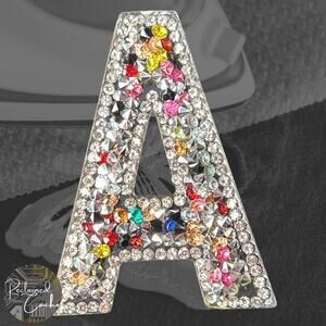 Letter A Multicolor Rhinestone Iron On Patch
